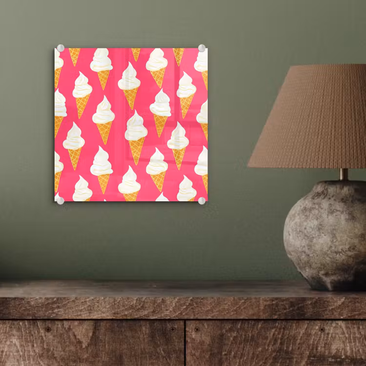 Glas schilderij - Softijs - Horentje - Roze — 4