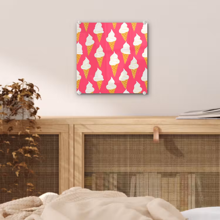Glas schilderij - Softijs - Horentje - Roze — 5