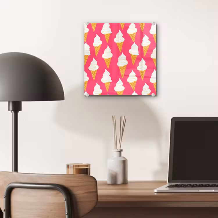 Glas schilderij - Softijs - Horentje - Roze — 7