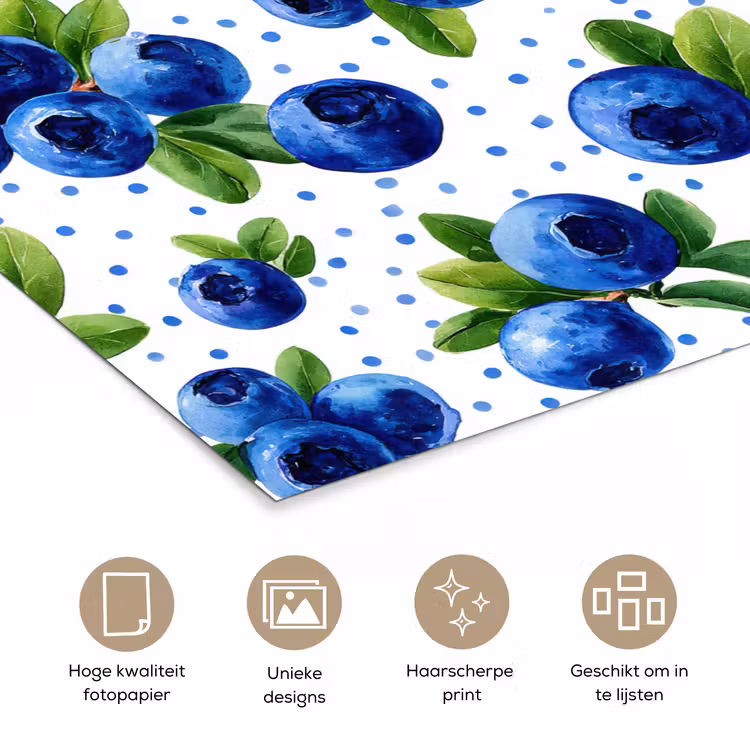 Poster - Bessen - Patroon - Blauw — 5