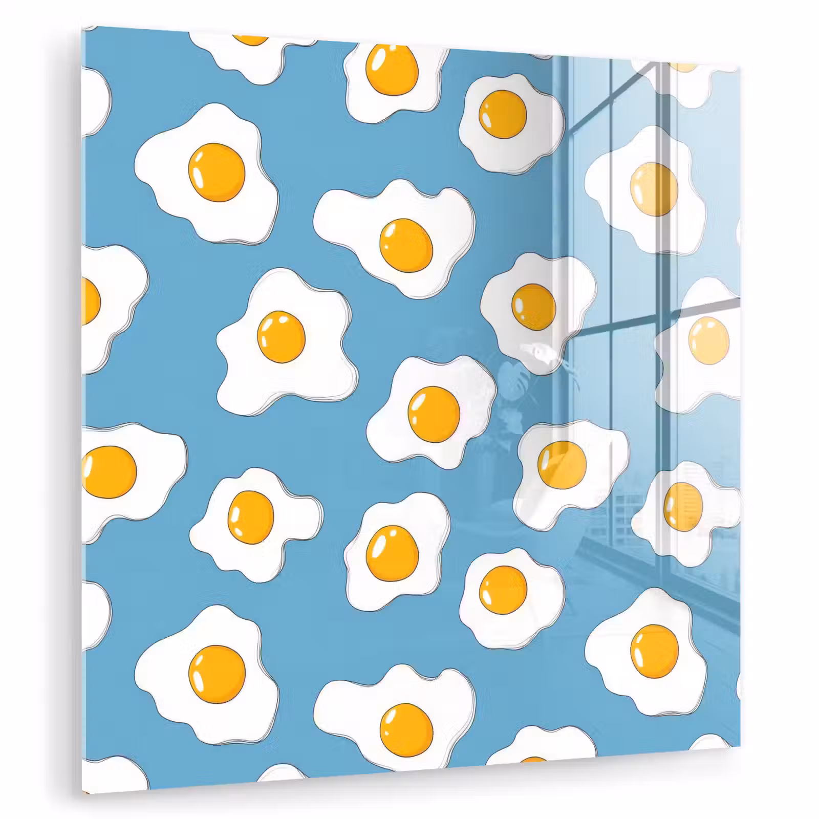 Glas schilderij - Eieren - Dooiers - Blauw — 1