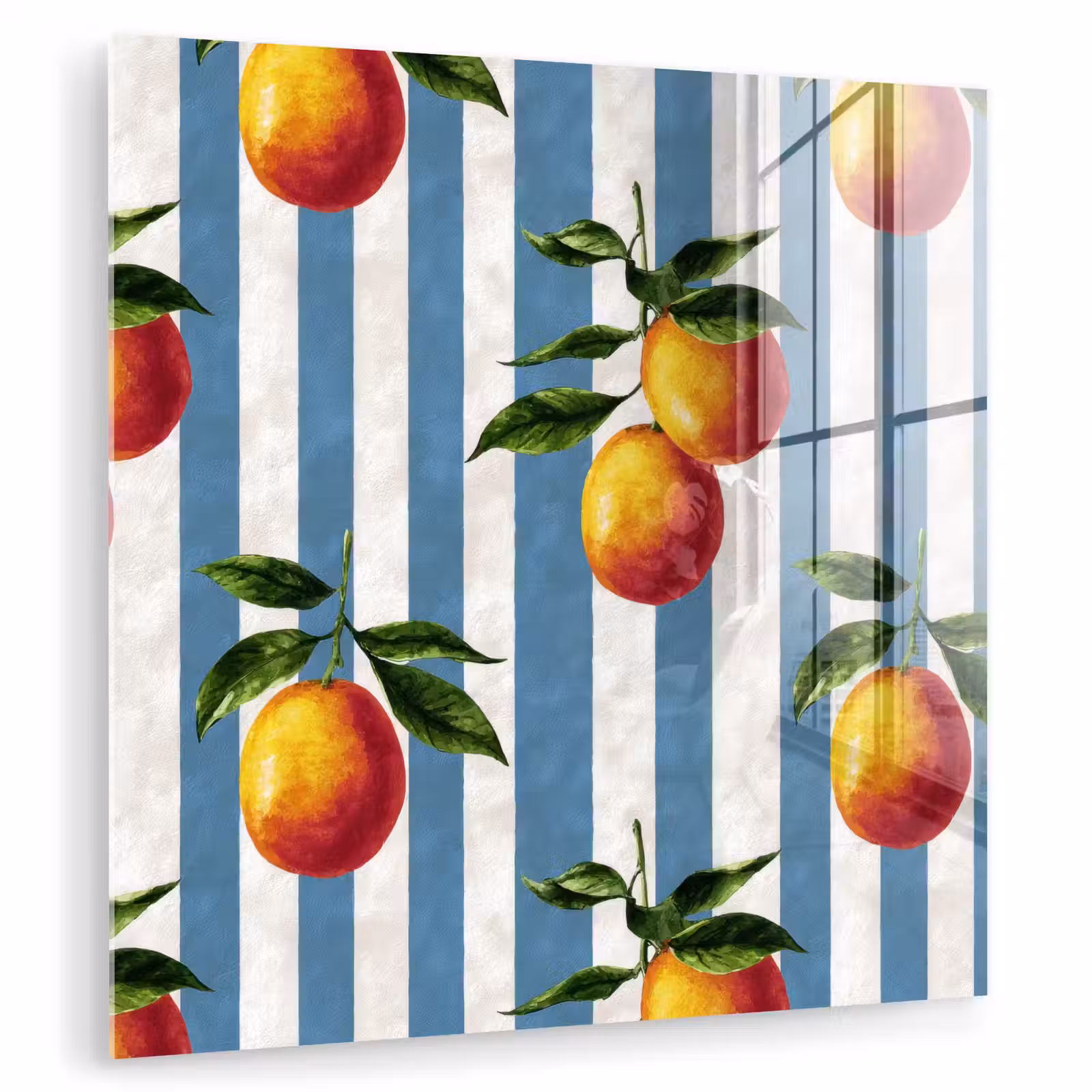 Glas schilderij - Strepen - Citroen - Blauw — 1