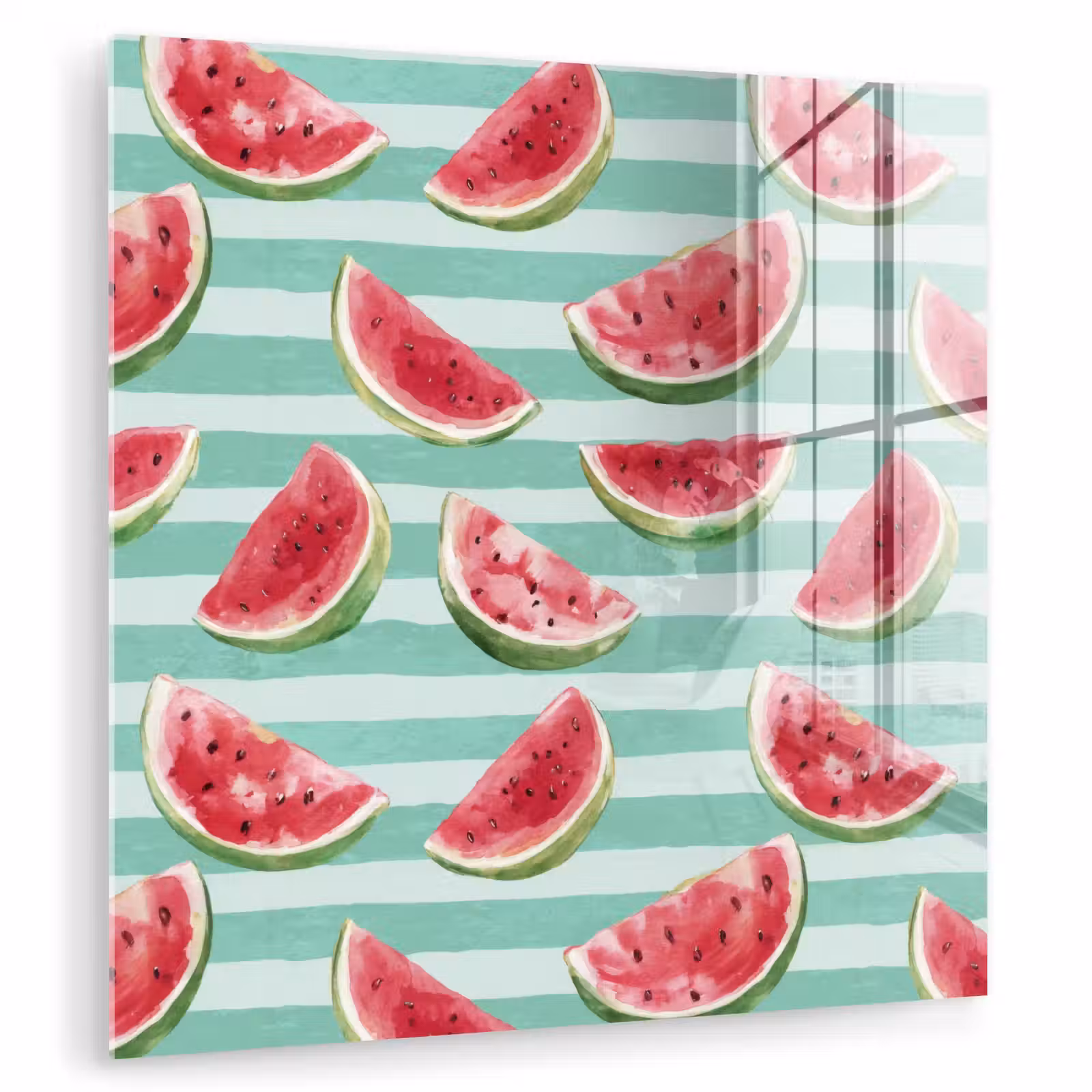 Glas schilderij - Watermeloen - Strepen - Groen — 1