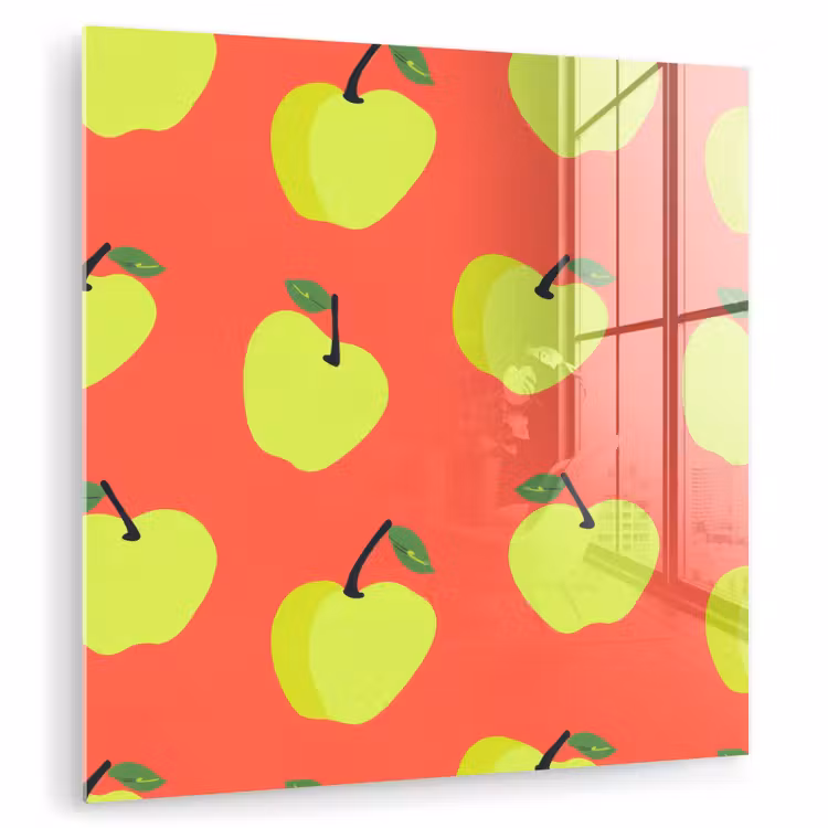 Glas schilderij - Appels - Modern - Groen — 1