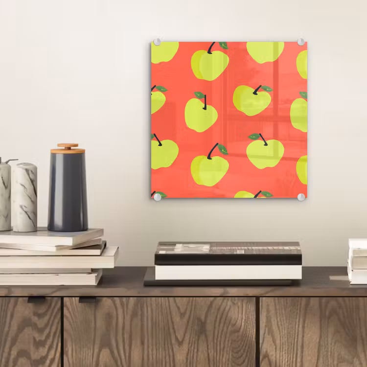 Glas schilderij - Appels - Modern - Groen — 2