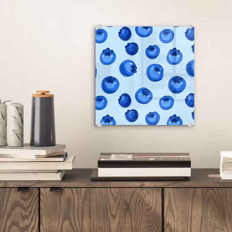 Glas schilderij - Bessen - Modern - Blauw — 2