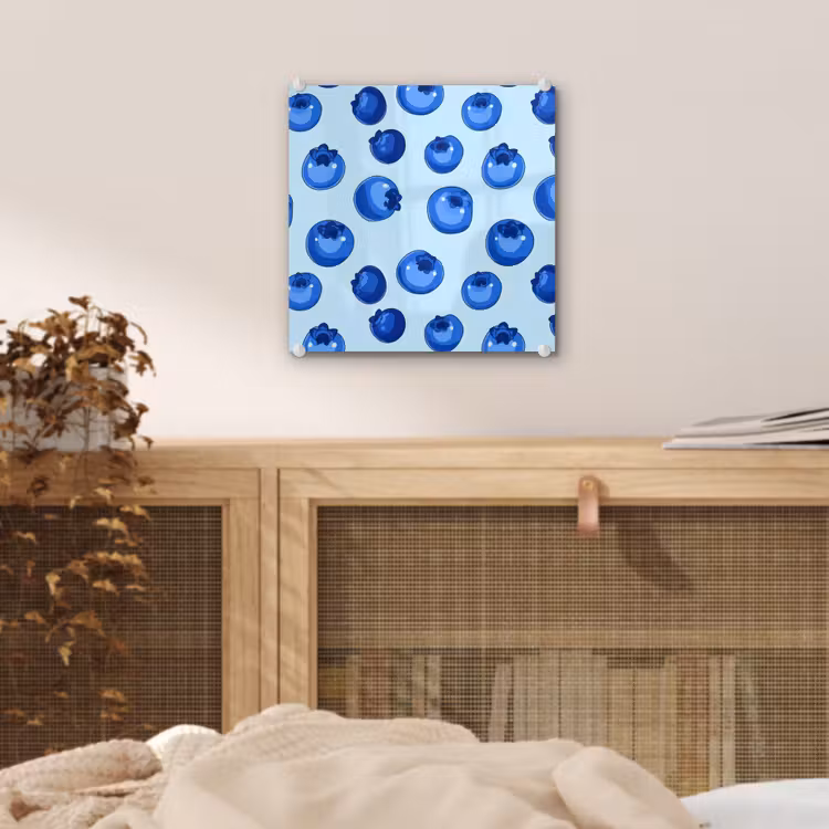 Glas schilderij - Bessen - Modern - Blauw — 5