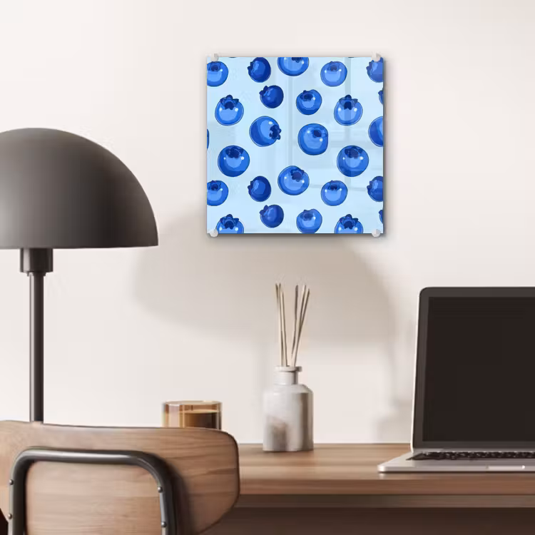 Glas schilderij - Bessen - Modern - Blauw — 7