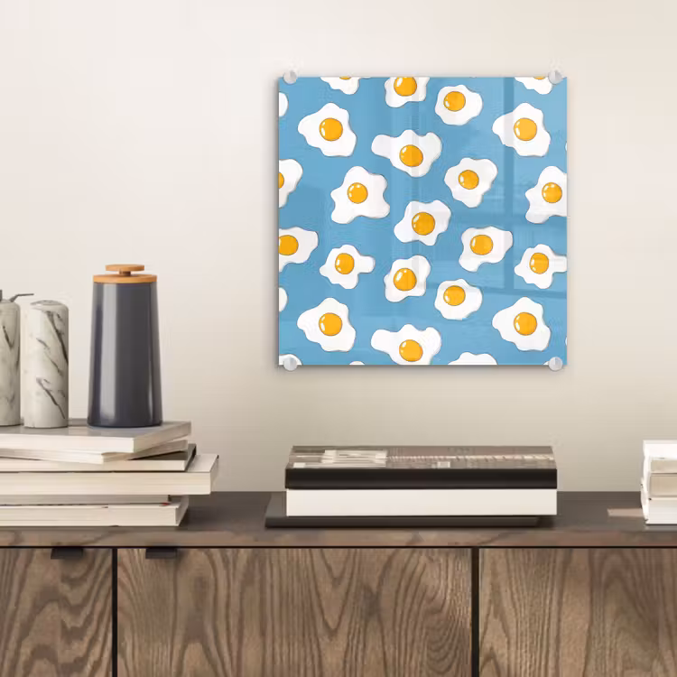 Glas schilderij - Eieren - Dooiers - Blauw — 2