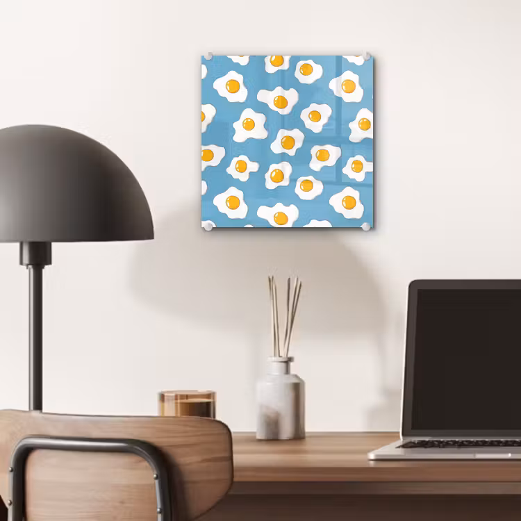 Glas schilderij - Eieren - Dooiers - Blauw — 7