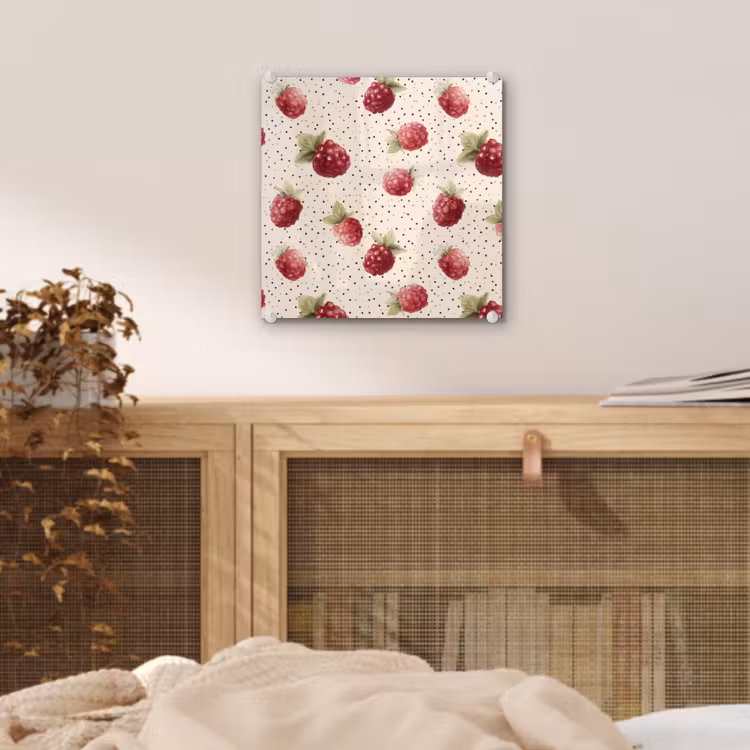 Glas schilderij - Framboos - Stippen - Rood — 5