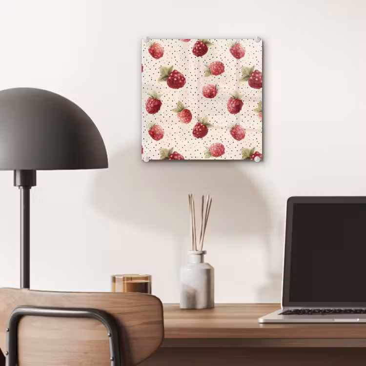 Glas schilderij - Framboos - Stippen - Rood — 7