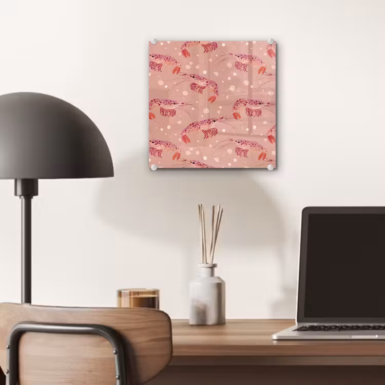 Glas schilderij - Garnalen - Stippen - Roze — 7