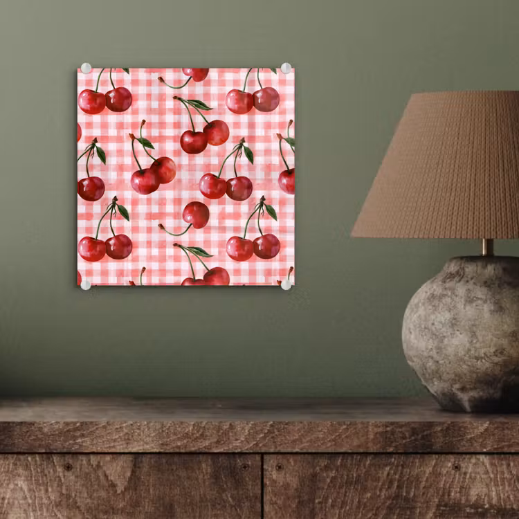 Glas schilderij - Kersen - Blokken - Rood — 4