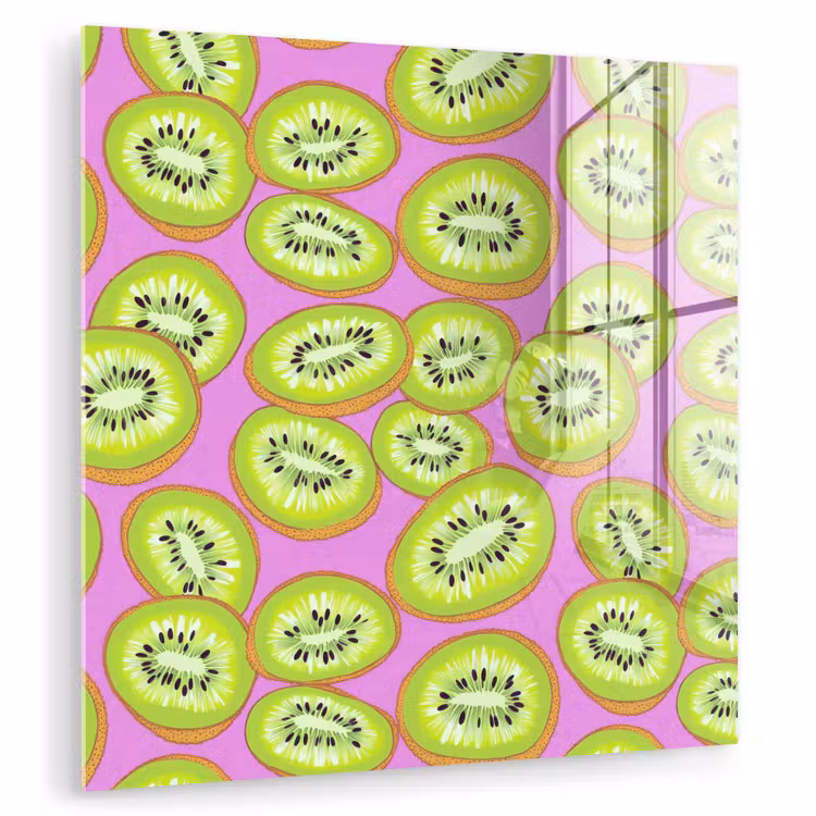 Glas schilderij - Kiwi - Speels - Groen — 1