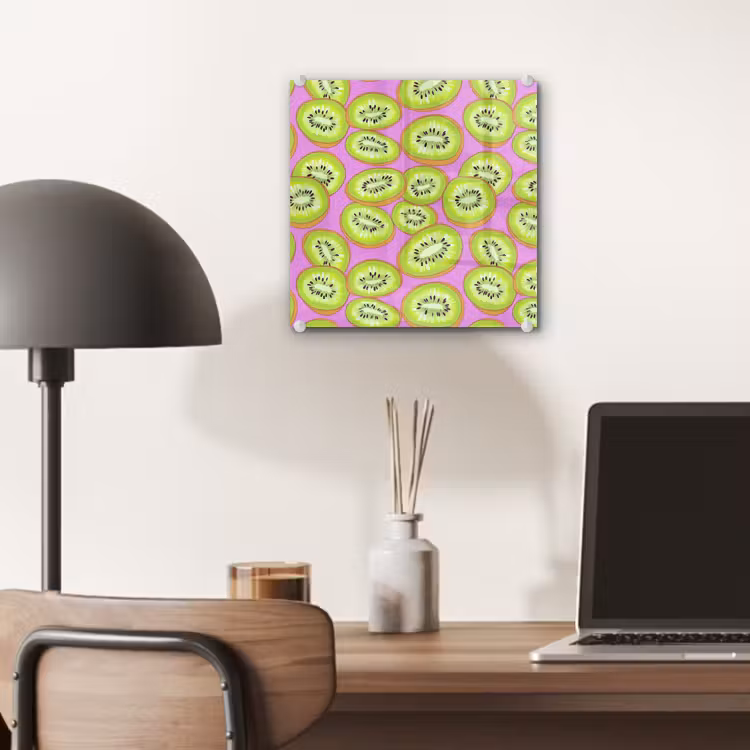 Glas schilderij - Kiwi - Speels - Groen — 7