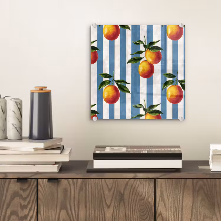 Glas schilderij - Strepen - Citroen - Blauw — 2