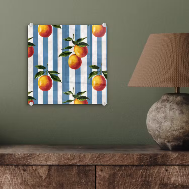 Glas schilderij - Strepen - Citroen - Blauw — 4