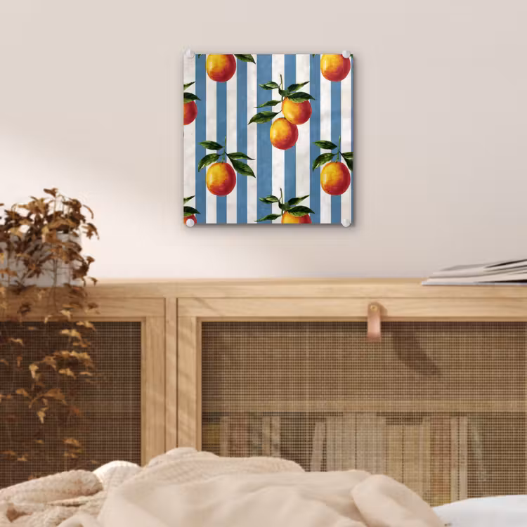 Glas schilderij - Strepen - Citroen - Blauw — 5