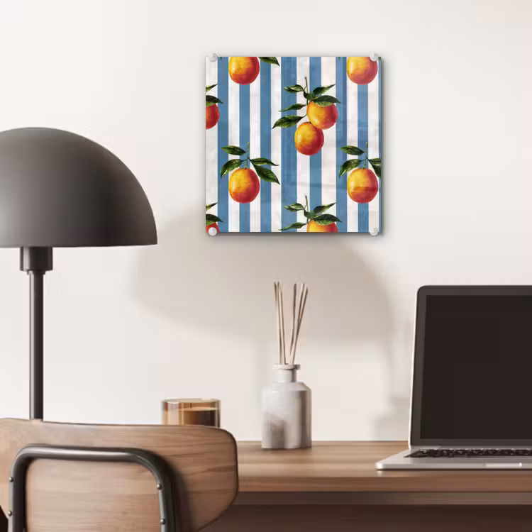 Glas schilderij - Strepen - Citroen - Blauw — 7