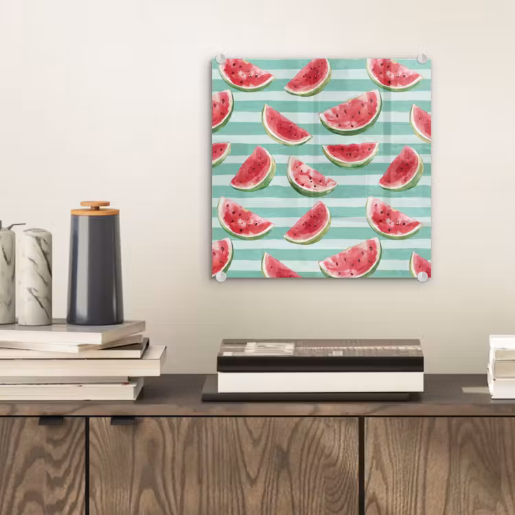Glas schilderij - Watermeloen - Strepen - Groen — 2