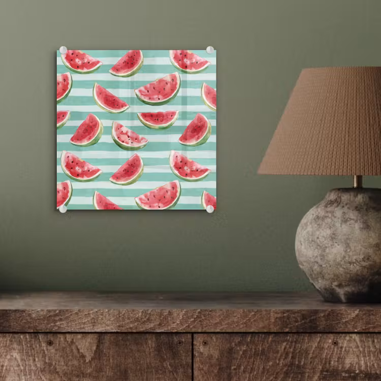 Glas schilderij - Watermeloen - Strepen - Groen — 4