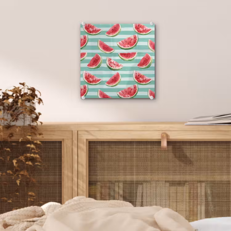 Glas schilderij - Watermeloen - Strepen - Groen — 5