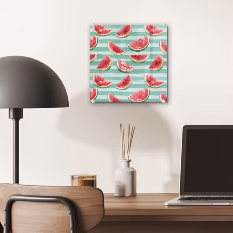 Glas schilderij - Watermeloen - Strepen - Groen — 7
