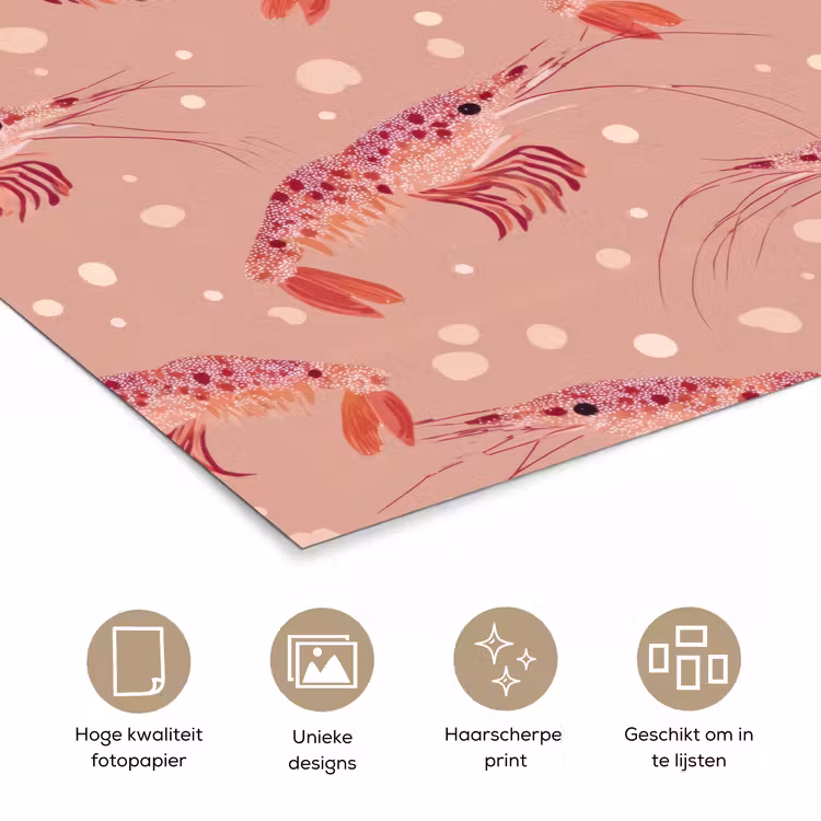 Poster - Garnalen - Stippen - Roze — 5