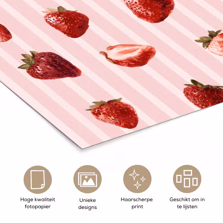 Poster - Strepen - Aardbei - Roze — 5