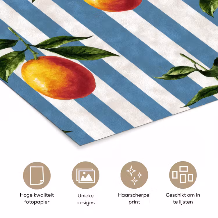 Poster - Strepen - Citroen - Blauw — 5