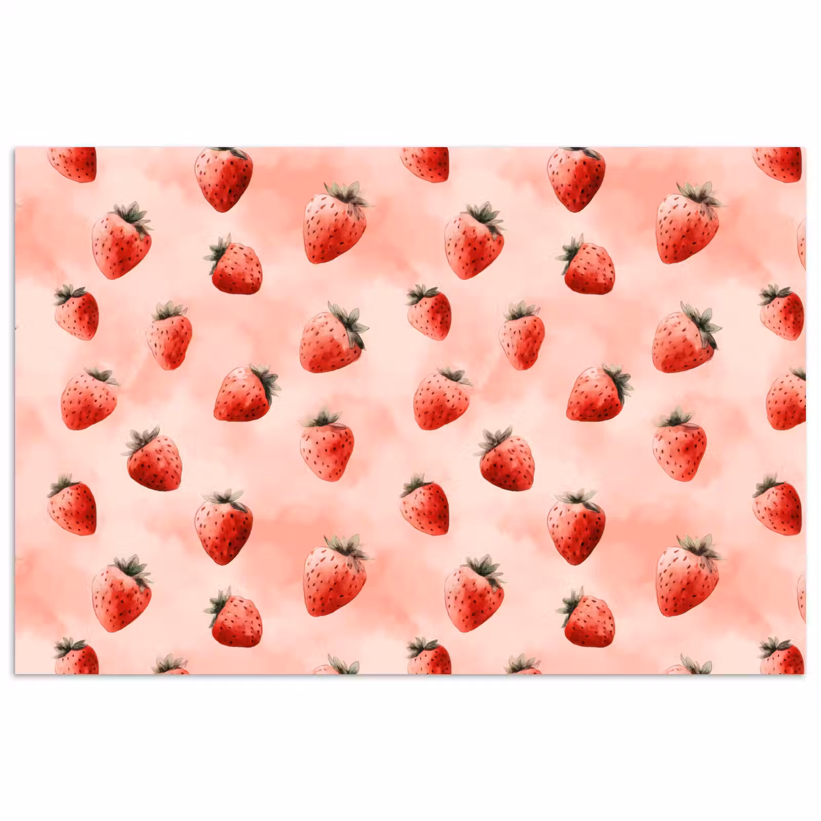 Poster - Aardbei - Patroon - Roze — 1