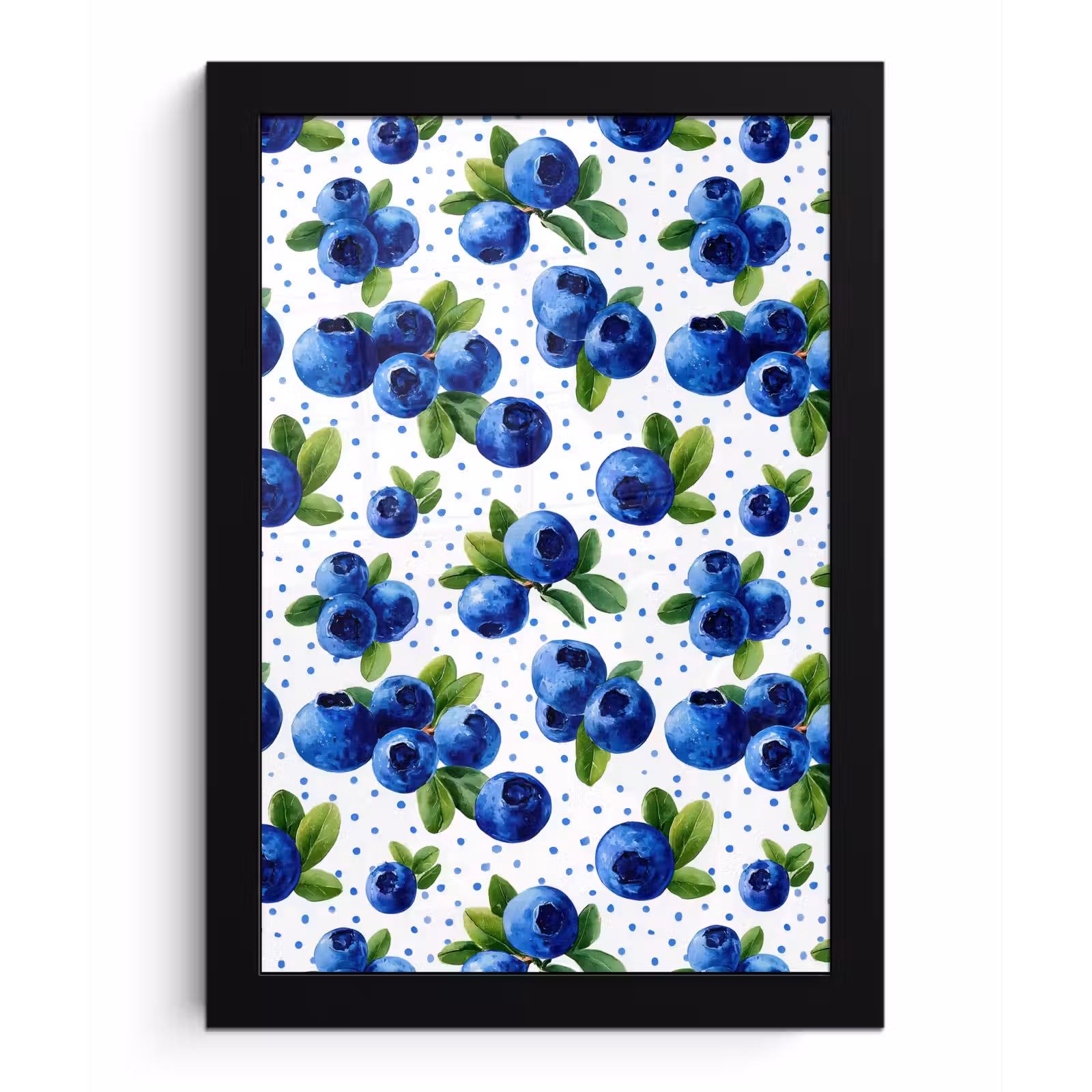 Poster met lijst - Bessen - Patroon - Blauw — 1