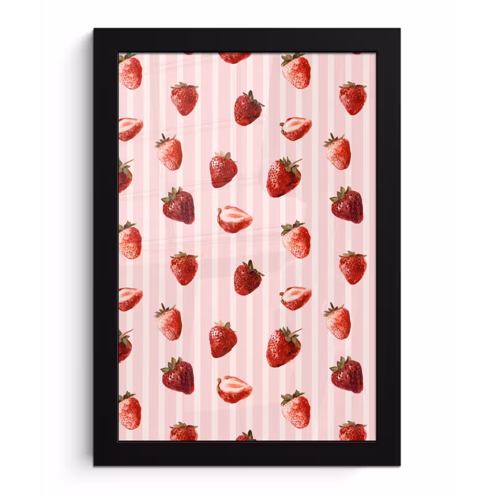 Poster met lijst - Strepen - Aardbei - Roze — 1