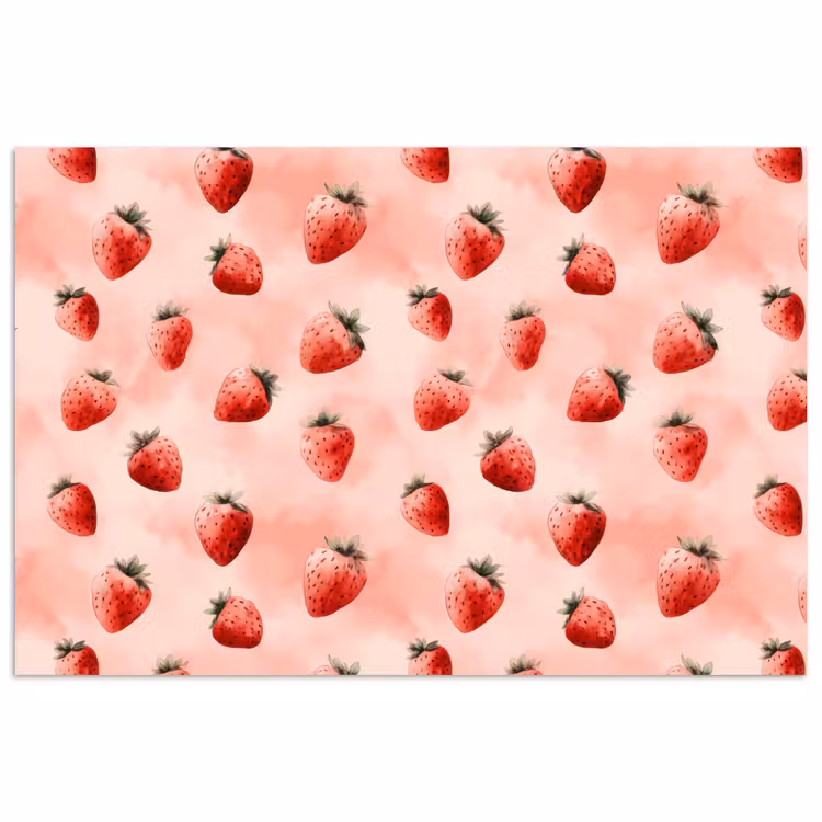 Poster - Aardbei - Patroon - Roze — 1