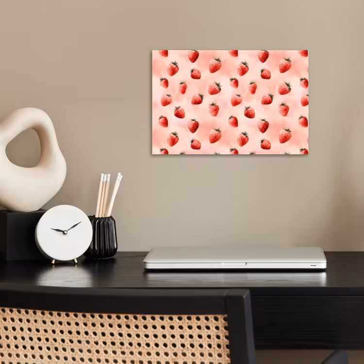 Poster - Aardbei - Patroon - Roze — 2