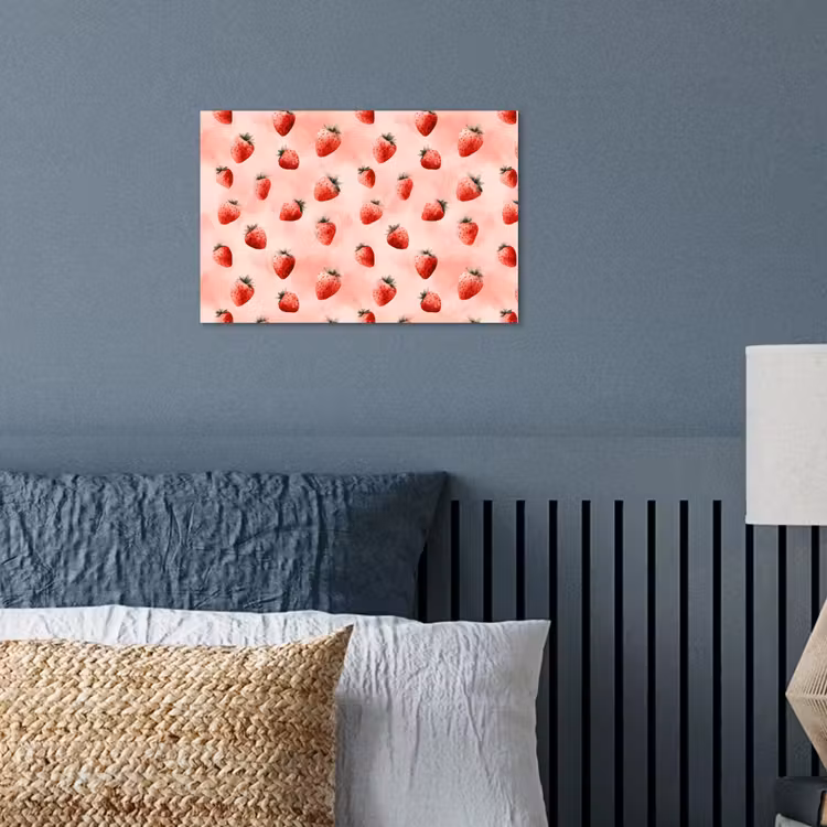 Poster - Aardbei - Patroon - Roze — 3