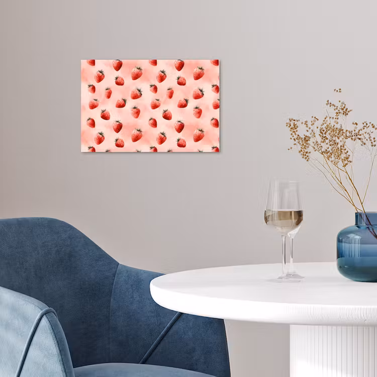 Poster - Aardbei - Patroon - Roze — 4