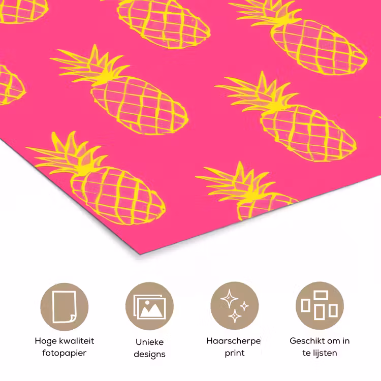 Poster - Ananas - Trendy - Roze — 5