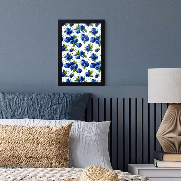 Poster met lijst - Bessen - Patroon - Blauw — 3