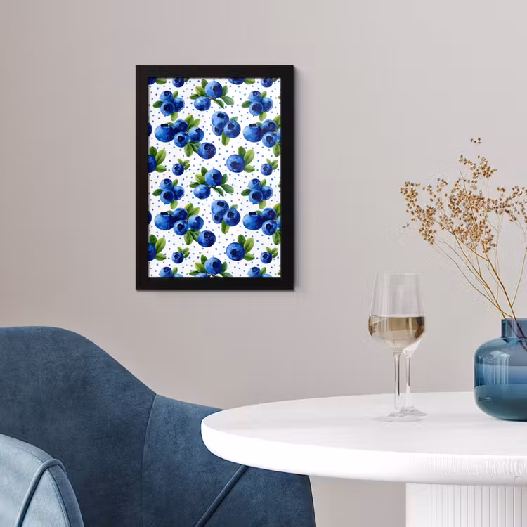 Poster met lijst - Bessen - Patroon - Blauw — 4