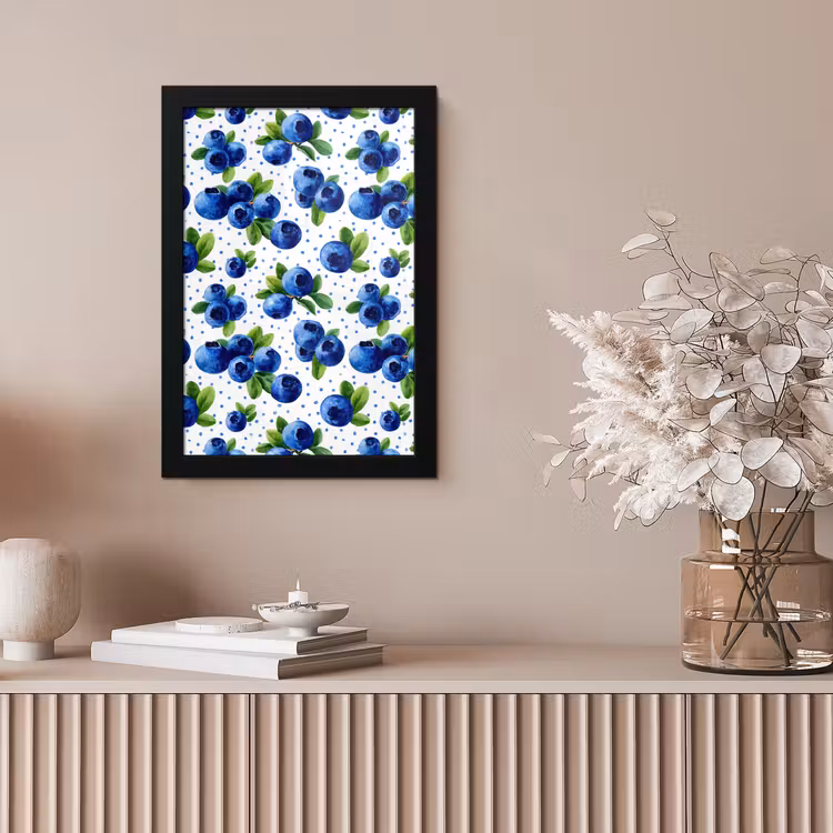 Poster met lijst - Bessen - Patroon - Blauw — 5