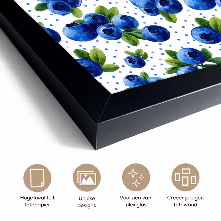 Poster met lijst - Bessen - Patroon - Blauw — 6