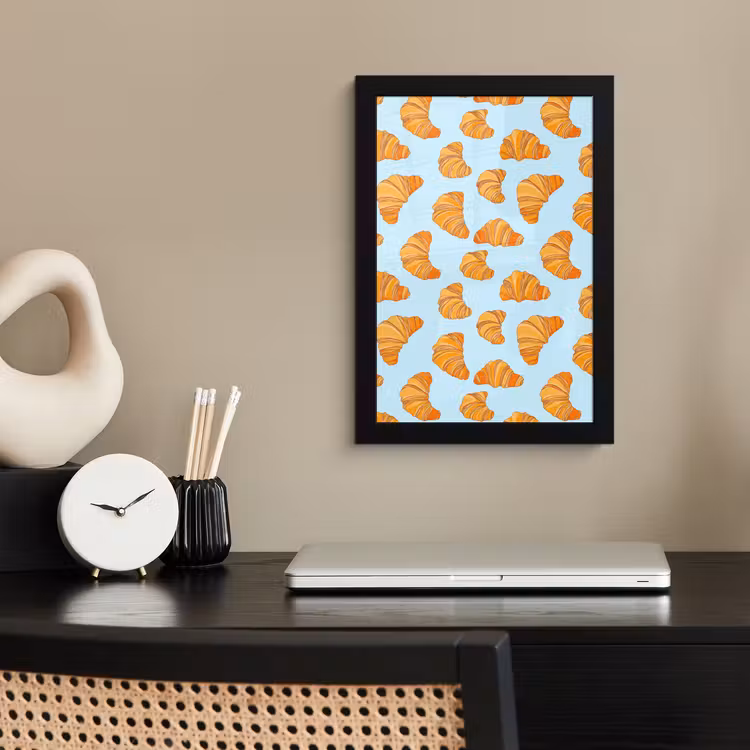 Poster met lijst - Croissant - Speels - Blauw — 2