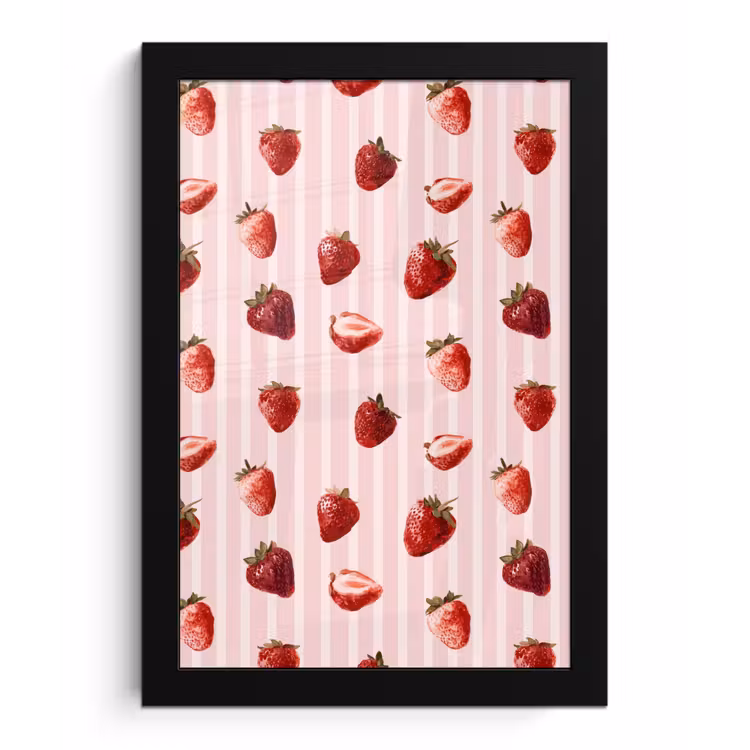 Poster met lijst - Strepen - Aardbei - Roze — 1