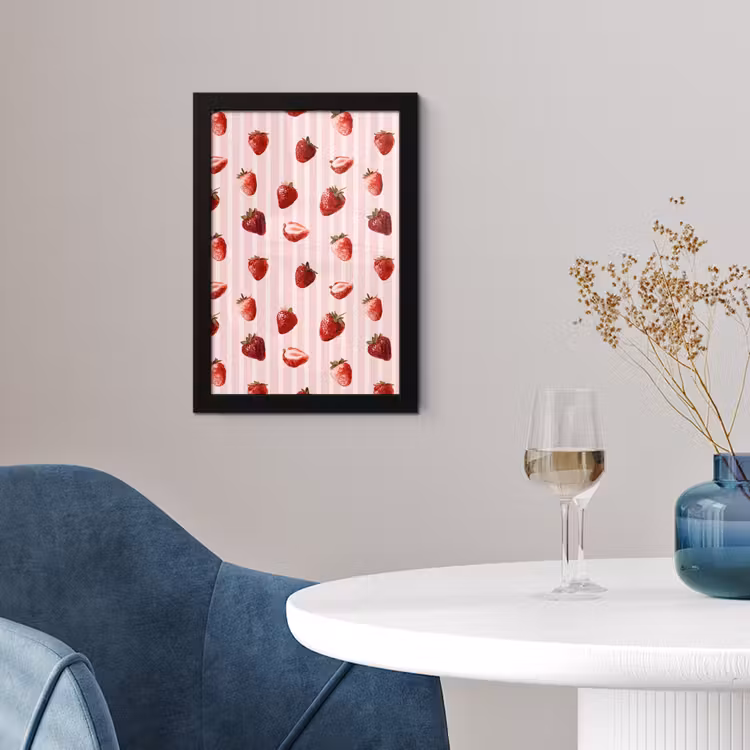 Poster met lijst - Strepen - Aardbei - Roze — 4
