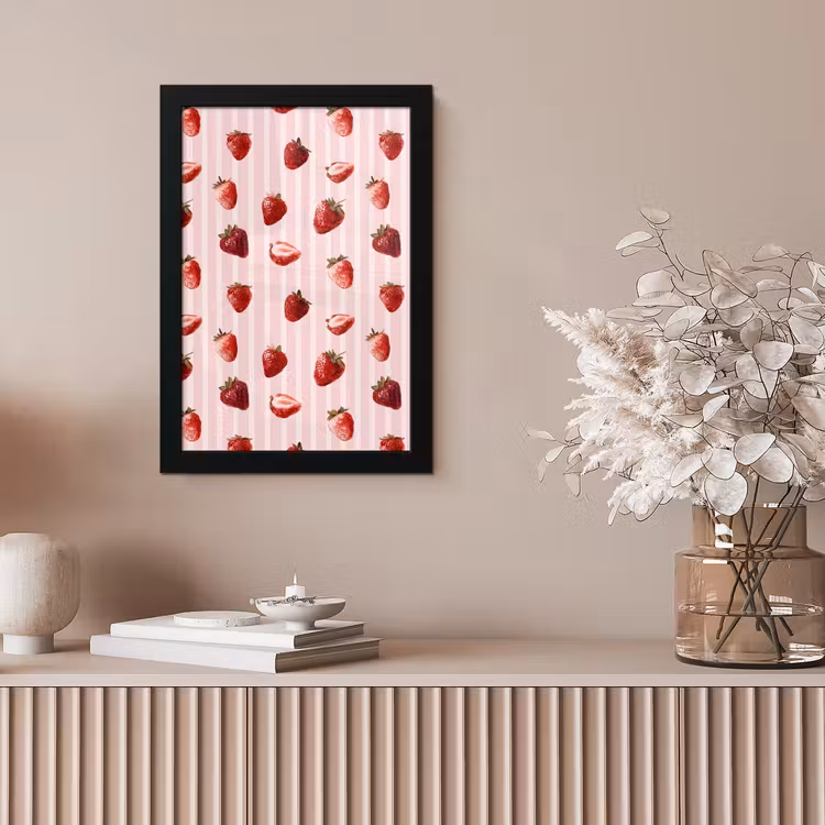 Poster met lijst - Strepen - Aardbei - Roze — 5