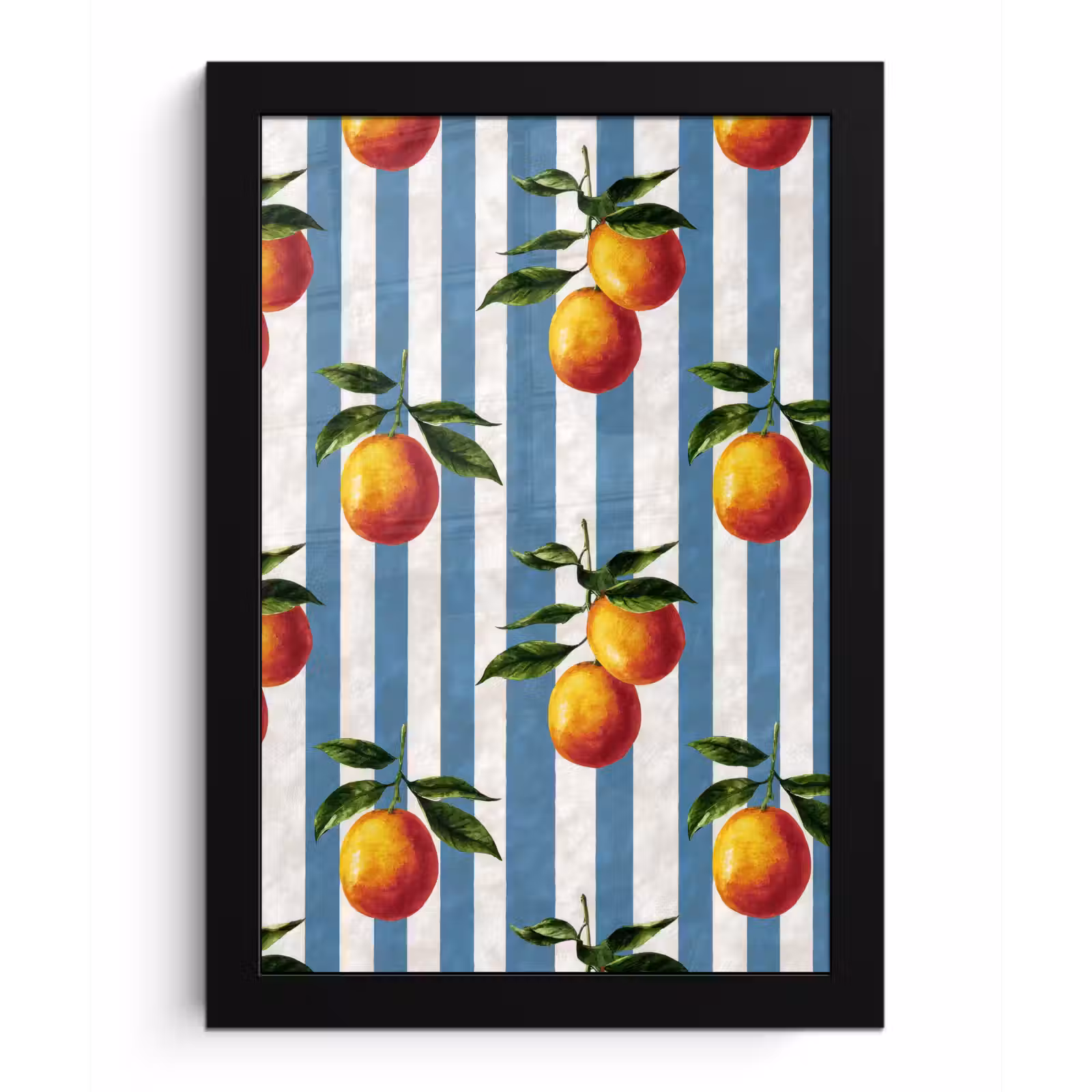 Poster met lijst - Strepen - Citroen - Blauw — 1