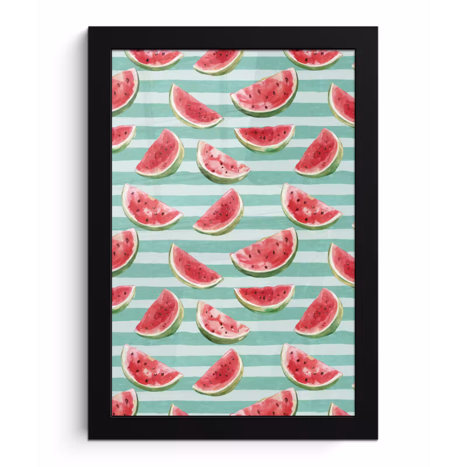 Poster met lijst - Watermeloen - Strepen - Groen — 1