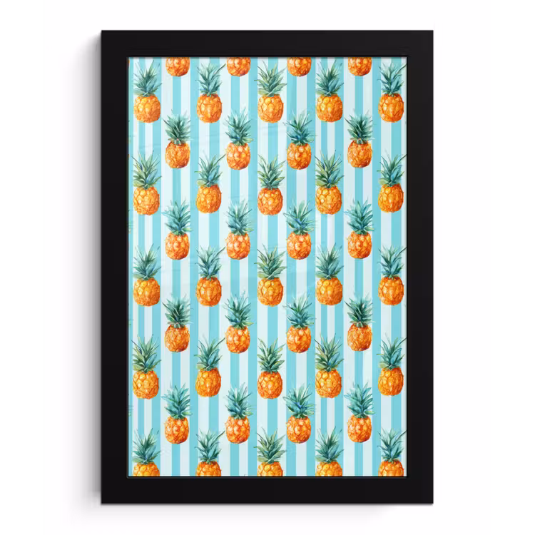 Poster met lijst - Ananas - Strepen - Groen — 1